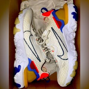 Nike React Element Sneakers in Cream with Bold Accents